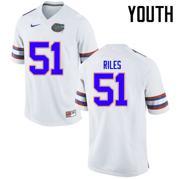 Youth NCAA Florida Gators Antonio Riles #51 Stitched Authentic Nike White College Football Jersey BTY4765GU